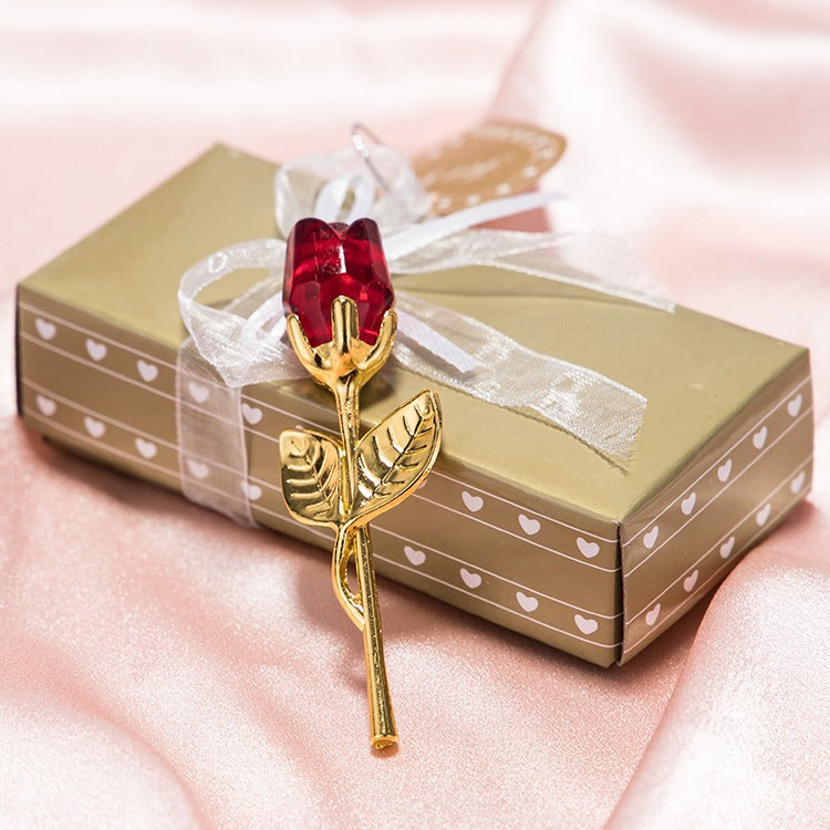 Valentine's Day Crystal Metal Rose Decoration