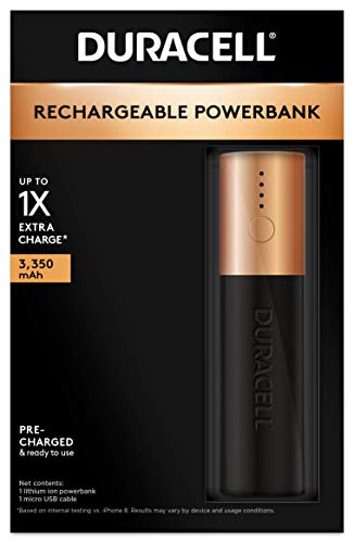 Duracell Rechargeable Powerbank 3350 mAh | 1 Day Portable Charger | Compatible With iPhone iPad Samsung Android Nintendo Switch & more | TSA Carry-On Compliant