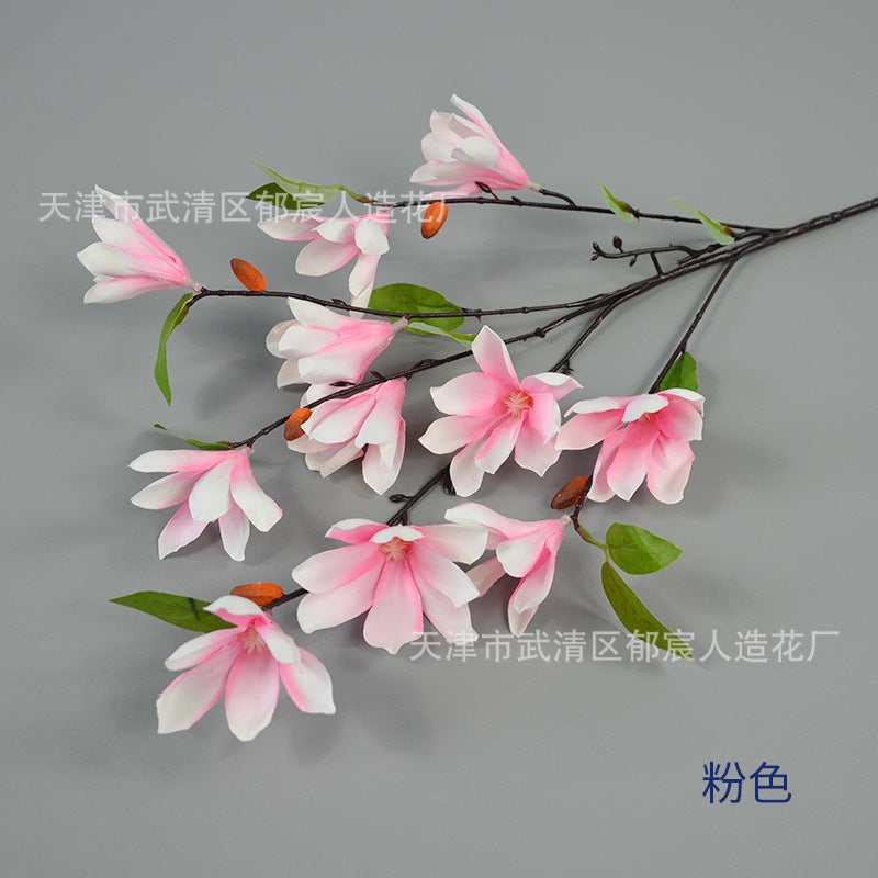 Realistic Magnolia Silk Flower for Wedding Decor (Single Stem)