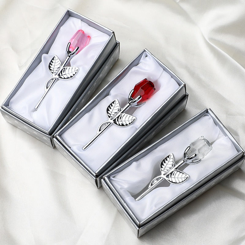 Valentine's Day Crystal Metal Rose Decoration