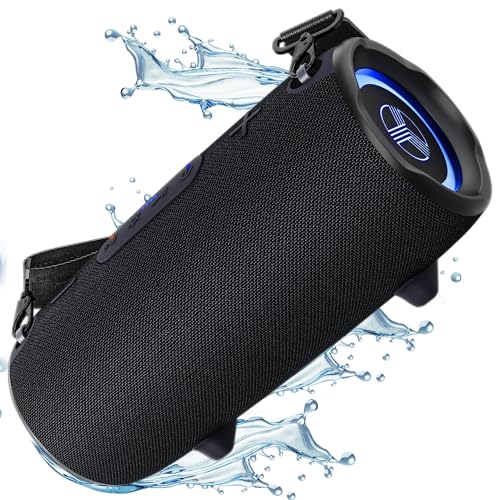 Ultra Loud 60W Sound With Deep Bass 20H Playtime Powerbank Function IPX6 Waterproof Dual Pairing Stereo Portable Speaker w/Type-C & Carrying Strap Wireless Outdoor Loudest Speaker HD-Max