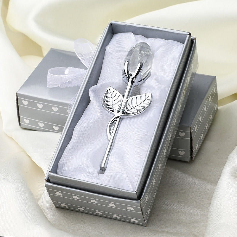 Valentine's Day Crystal Metal Rose Decoration