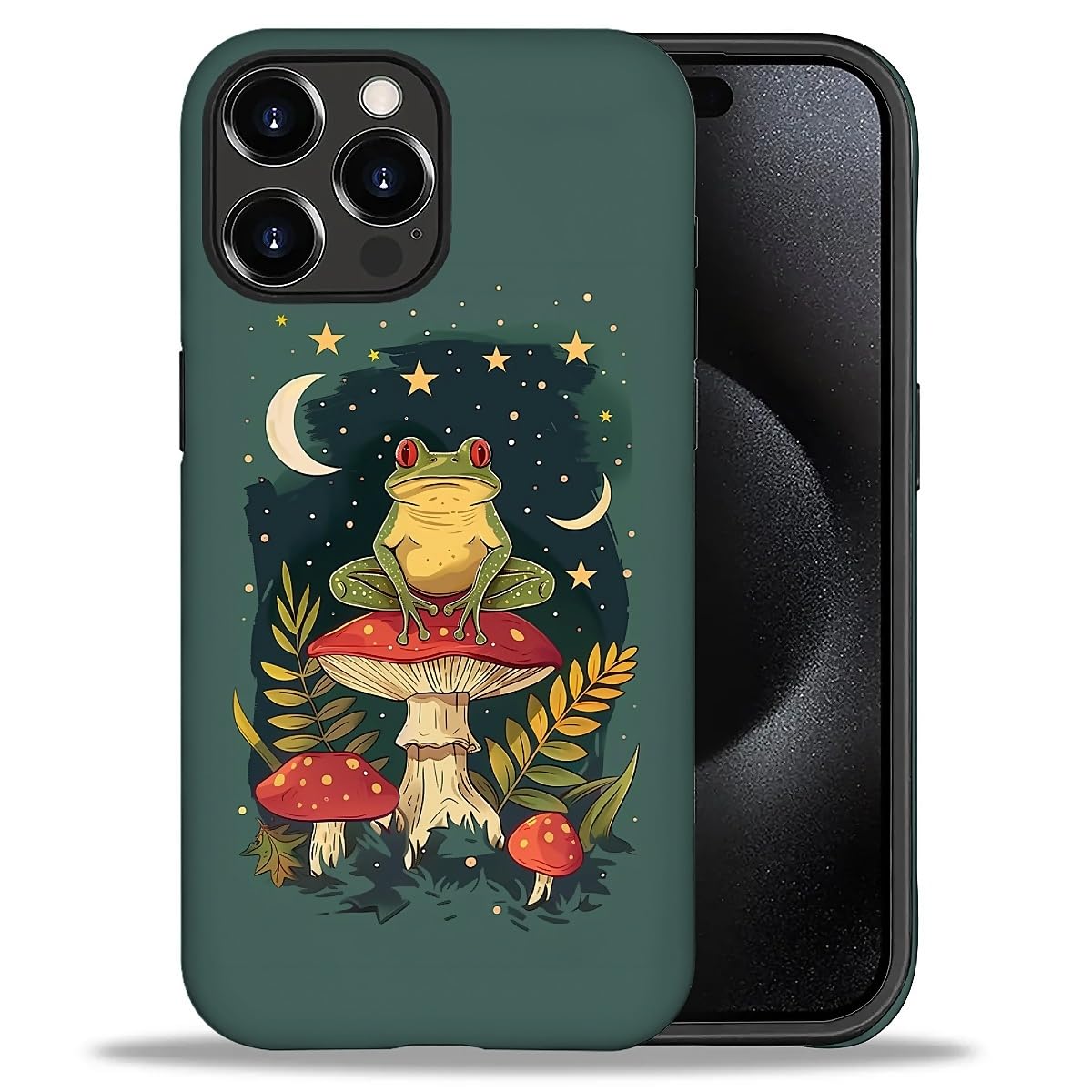 DAIZAG Case Compatible with iPhone 16 Pro Max CaseFrog Mushroom Full Pattern Plastic Soft TPU Case for iPhone 16 Pro MaxDouble Protection Corner Case for iPhone 16 Pro Max Case
