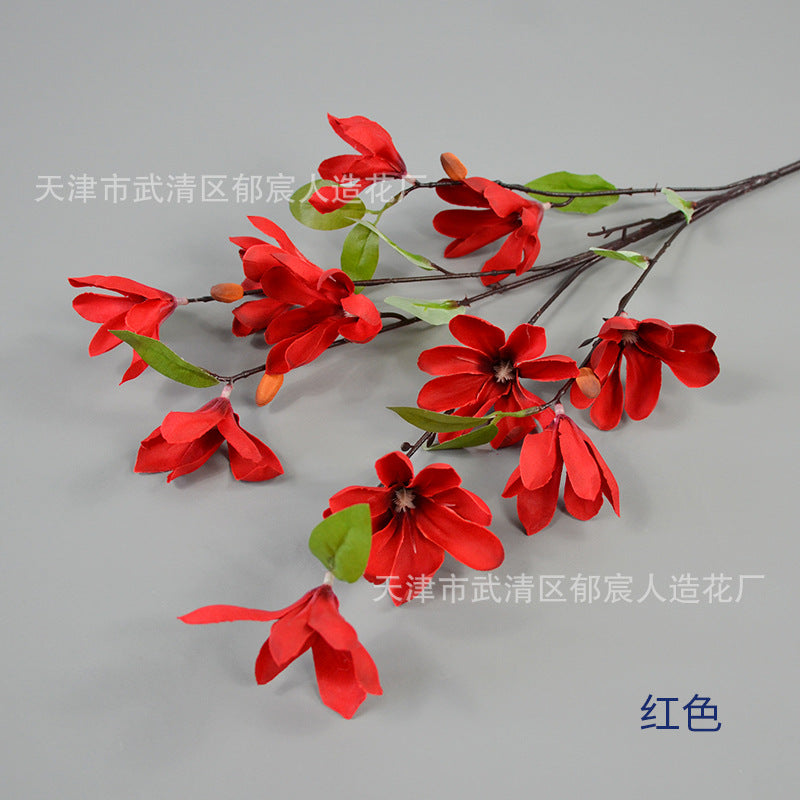 Realistic Magnolia Silk Flower for Wedding Decor (Single Stem)