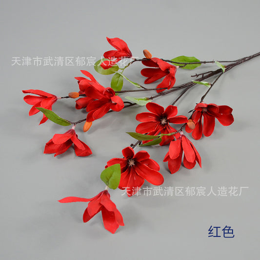 Realistic Magnolia Silk Flower for Wedding Decor (Single Stem)