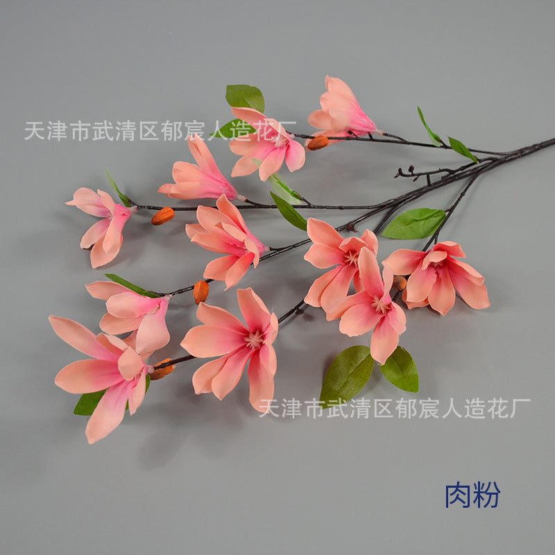 Realistic Magnolia Silk Flower for Wedding Decor (Single Stem)