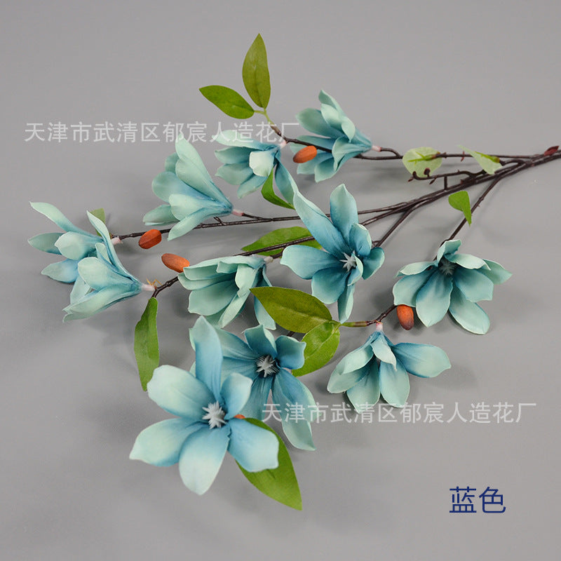 Realistic Magnolia Silk Flower for Wedding Decor (Single Stem)