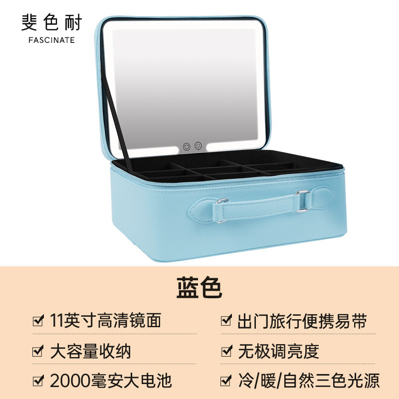Portable LED Makeup Mirror with Storage for Girls