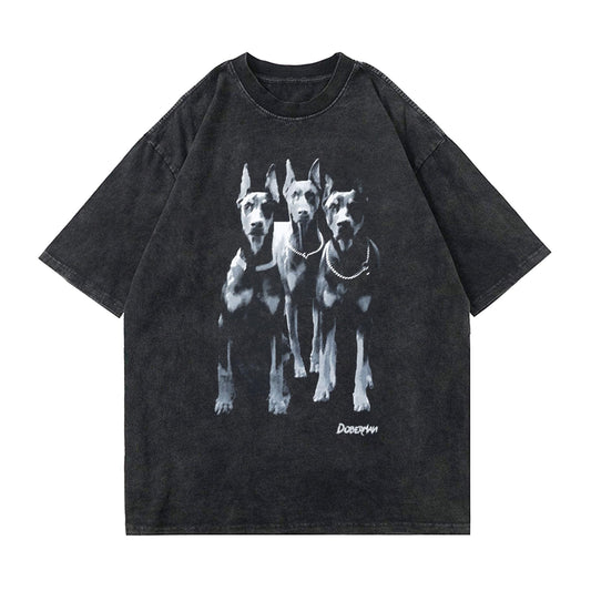 Aelfric Eden Graphic Tees Men Oversized Doberman Shirt Streetwear Casual Summer Tops T-Shirt Unisex