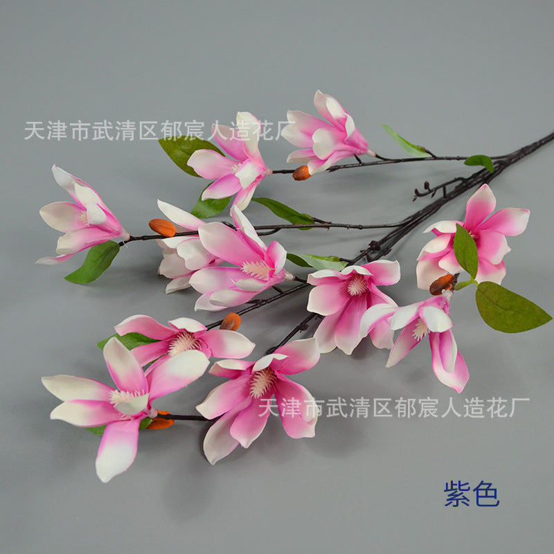 Realistic Magnolia Silk Flower for Wedding Decor (Single Stem)