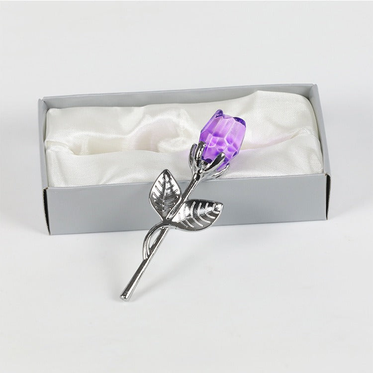 Valentine's Day Crystal Metal Rose Decoration