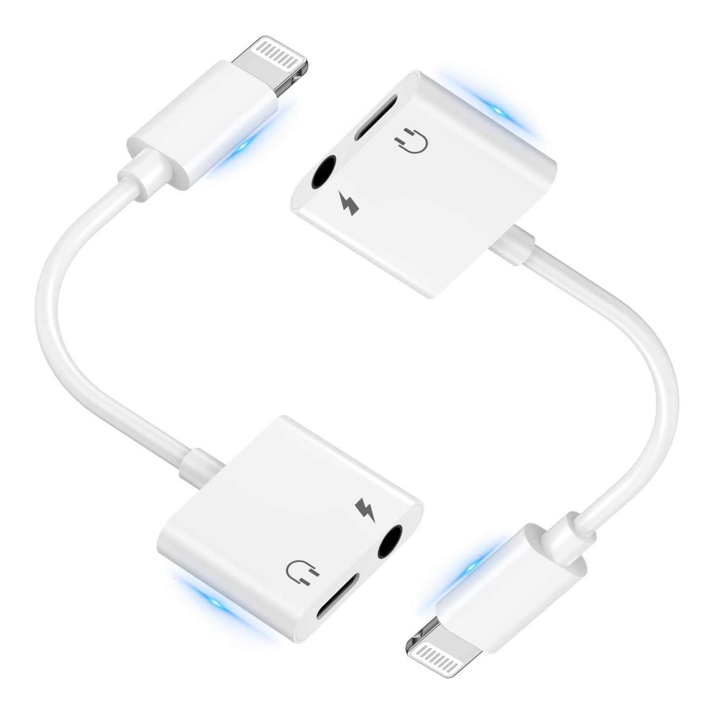 [Apple MFi Certified] iPhone Headphone Adapter 2 Pack 2 in 1 Lightning to 3.5 mm Headphone Jack Aux Audio and Charger Splitter Dongle Adapter for iPhone 14 13 12 11 XS XR X 8 7 6 iPad Support iOS 17