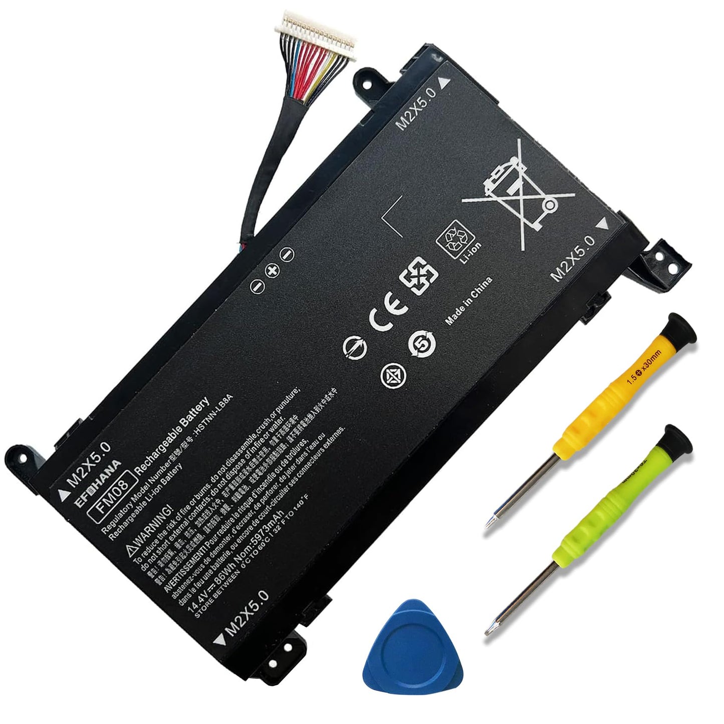 EFOHANA FM08 HSTNN-LB8B Laptop Battery Replace for HP Omen 17-AN013TX 17-AN014TX 17-AN014NG 17-an008ur Series TPN-Q195 922752-421 922753-421 922976-855 HSTNN-LB8A 14.4V 86Wh 5973mAh 16-Pin Connector