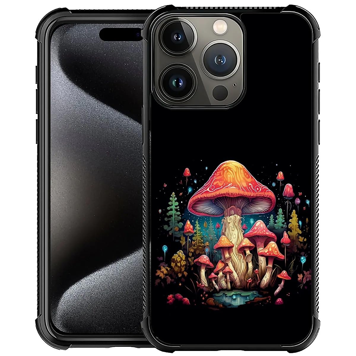 TAMEFOX Compatible with iPhone 16 Pro Max CaseMushroom Forest iPhone 16 Pro Max Case Four Corners with Bumper Shockproof Anti-Slip Anti Drop Protective Case for iPhone 16 Pro Max