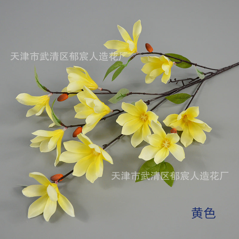 Realistic Magnolia Silk Flower for Wedding Decor (Single Stem)
