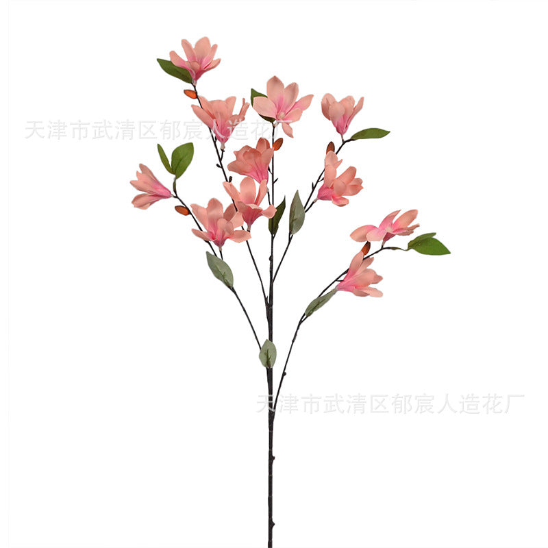 Realistic Magnolia Silk Flower for Wedding Decor (Single Stem)